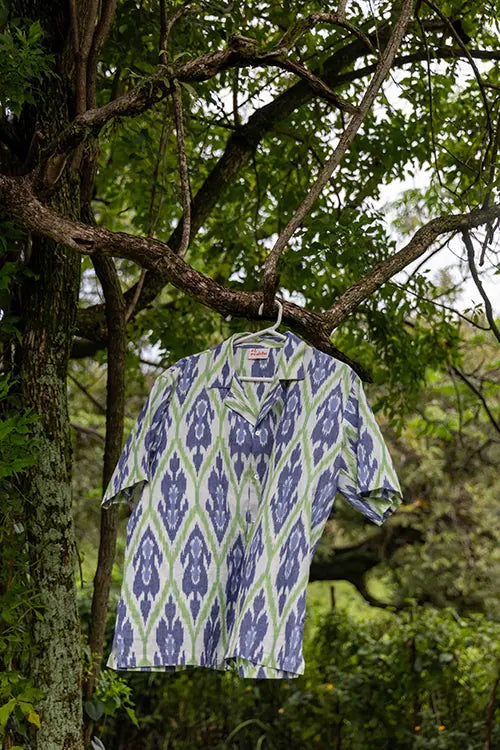 Blouse met korte mouwen en ikat patroon